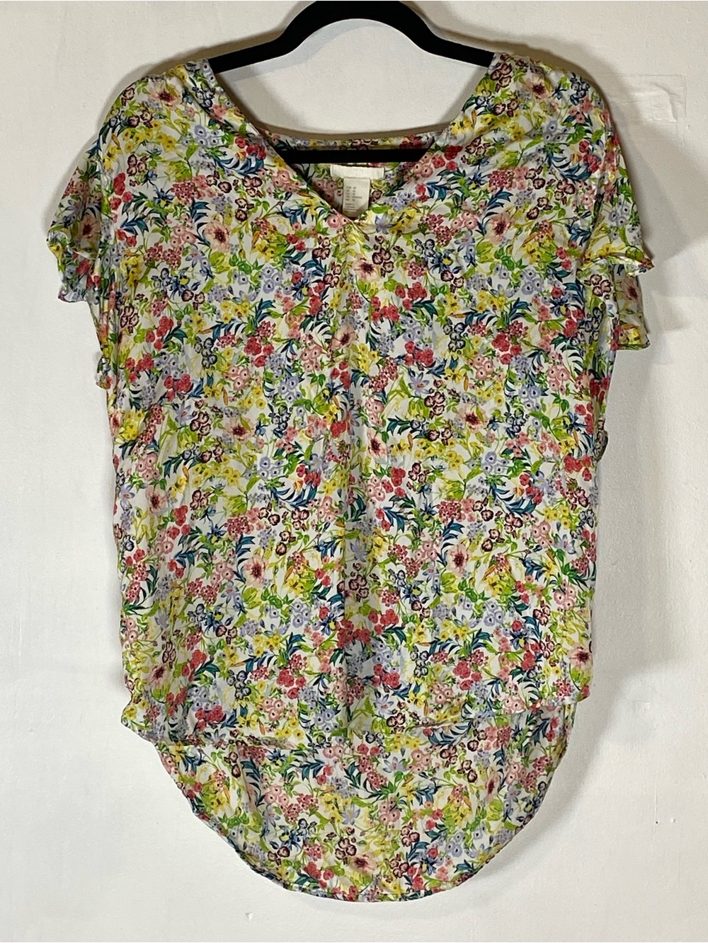 H&M Floral High Low Blouse Flutter Sleeve Cottagecore‎ Boho Top 10 Fairycore